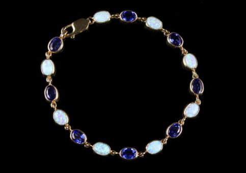 Opal Blue Paste Gold Bracelet 9ct Gold FRONT